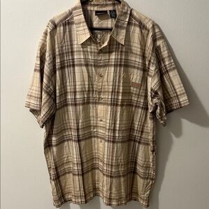 Dickies Beige and Brown Plaid Button Down Shirt